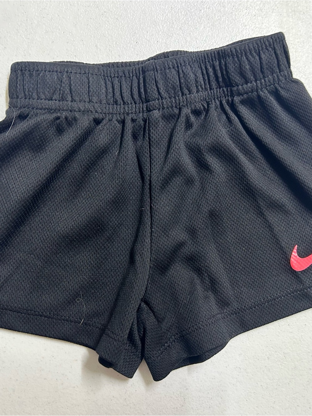 Nike Black Toddler Shorts with White Swoosh and Pink Tab